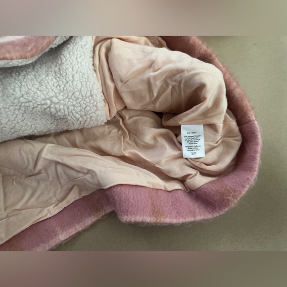 Pink and Brown Striped Kids Pea Coat with Sherpa Collar - Picture 7 of 7